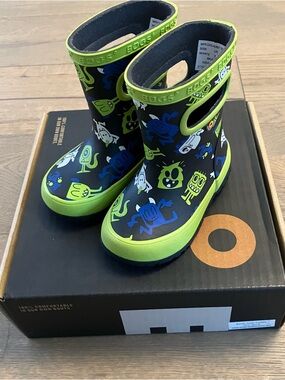 Bogs Kids' Monster Rain Boots - Lime Green & Navy